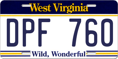 WV license plate DPF760