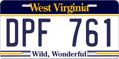 WV license plate DPF761