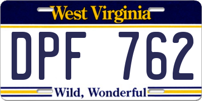 WV license plate DPF762