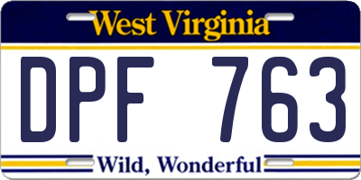 WV license plate DPF763