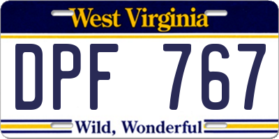 WV license plate DPF767