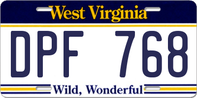WV license plate DPF768