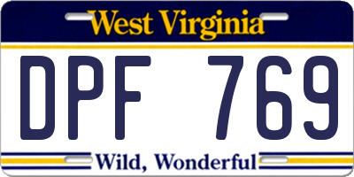 WV license plate DPF769