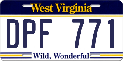 WV license plate DPF771