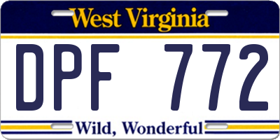 WV license plate DPF772