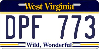 WV license plate DPF773