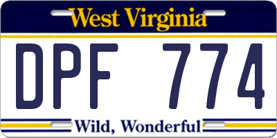 WV license plate DPF774