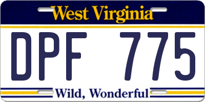 WV license plate DPF775