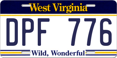 WV license plate DPF776