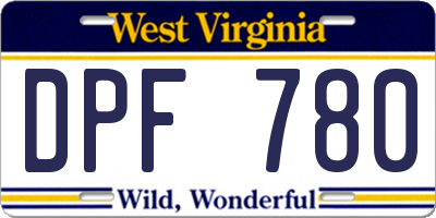 WV license plate DPF780