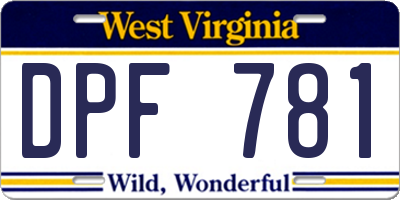 WV license plate DPF781