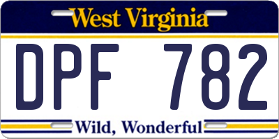 WV license plate DPF782