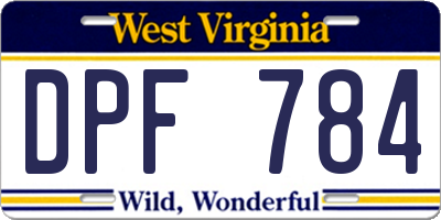WV license plate DPF784