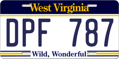 WV license plate DPF787