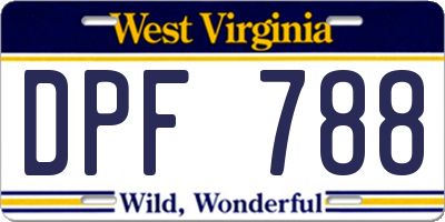 WV license plate DPF788