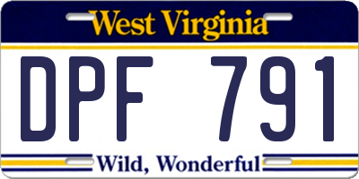 WV license plate DPF791