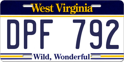 WV license plate DPF792