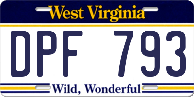 WV license plate DPF793