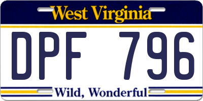 WV license plate DPF796