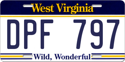 WV license plate DPF797