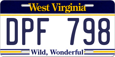 WV license plate DPF798