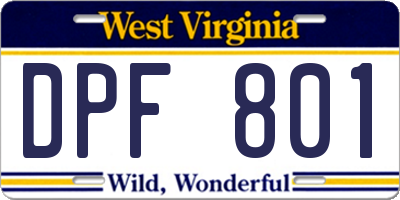 WV license plate DPF801