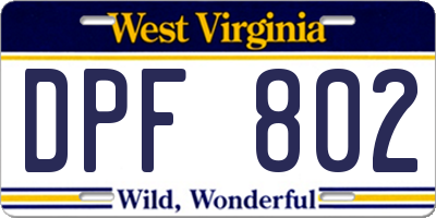 WV license plate DPF802
