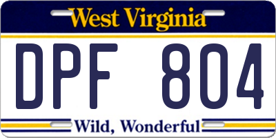 WV license plate DPF804
