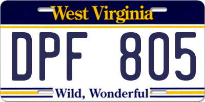 WV license plate DPF805