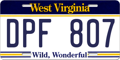 WV license plate DPF807
