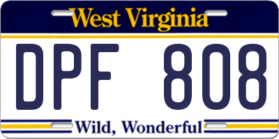 WV license plate DPF808