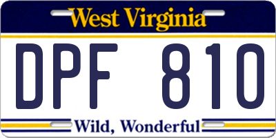 WV license plate DPF810