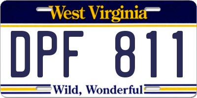 WV license plate DPF811