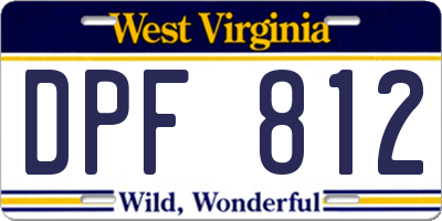 WV license plate DPF812