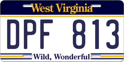 WV license plate DPF813