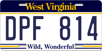 WV license plate DPF814