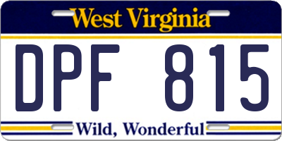 WV license plate DPF815