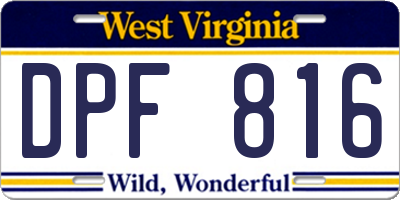 WV license plate DPF816