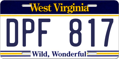 WV license plate DPF817