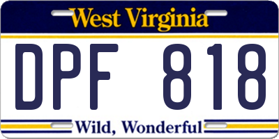 WV license plate DPF818