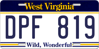 WV license plate DPF819