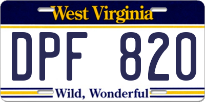 WV license plate DPF820
