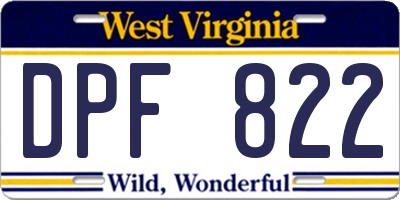 WV license plate DPF822