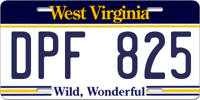 WV license plate DPF825