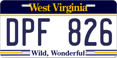 WV license plate DPF826