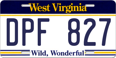 WV license plate DPF827
