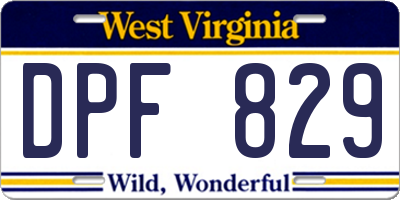WV license plate DPF829