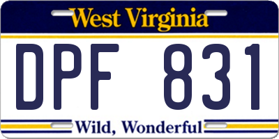 WV license plate DPF831