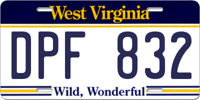 WV license plate DPF832