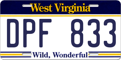 WV license plate DPF833
